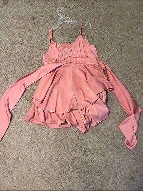 miami Pink Tiered Ruffle Midi Dress with Spaghetti Straps